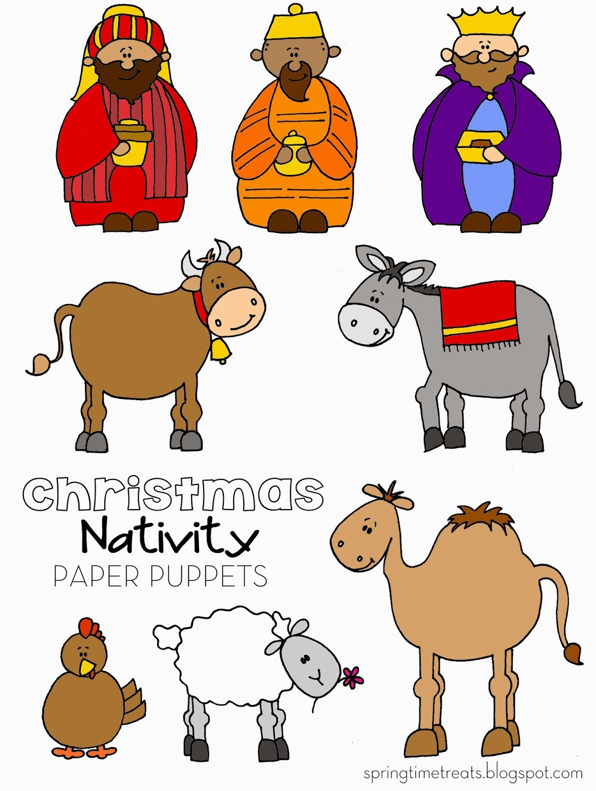 Nativity Paper Puppets FREE Printables Spring Time Doodles