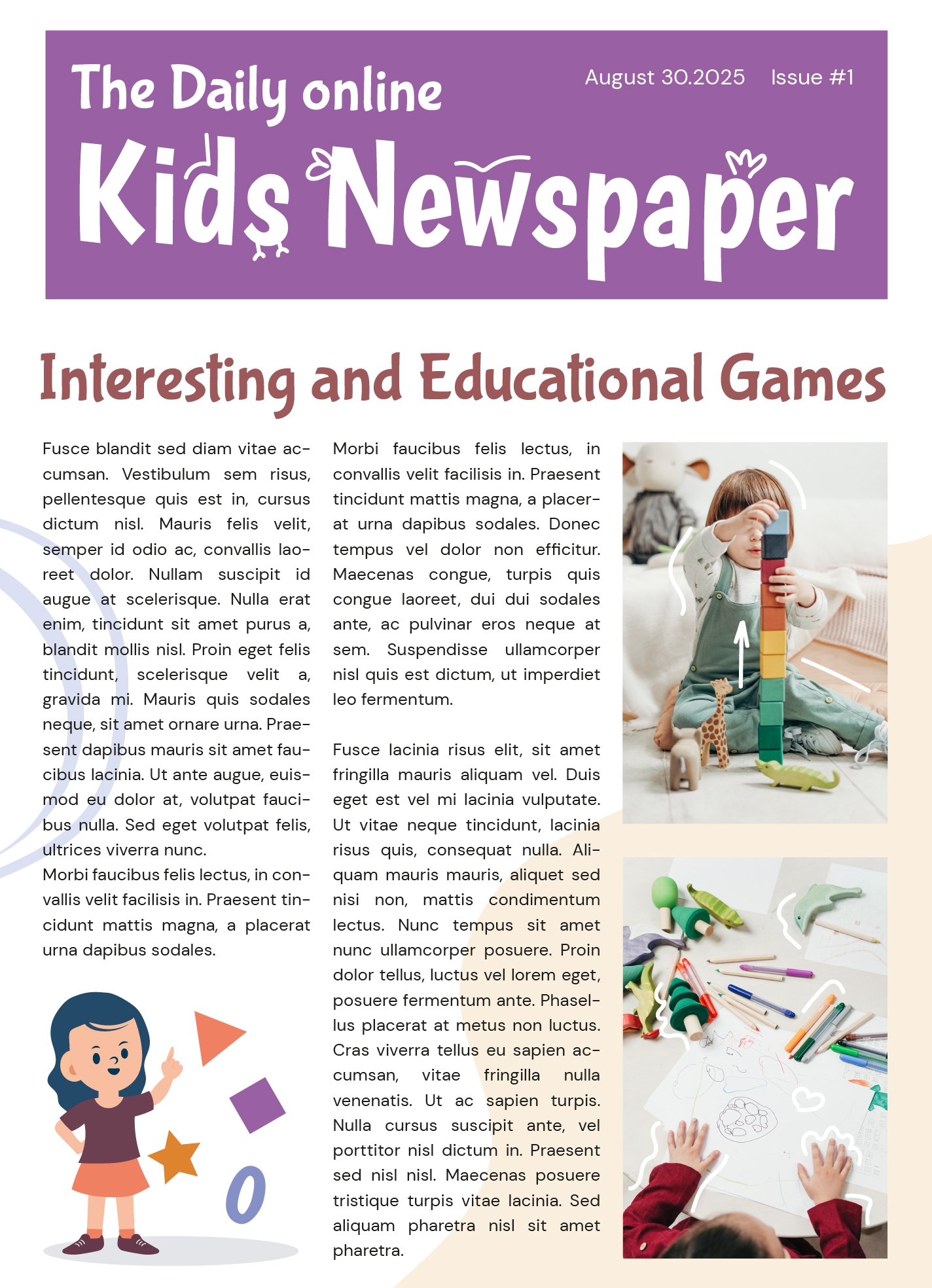 Newspaper For Kids Free Google Docs Template Gdoc io