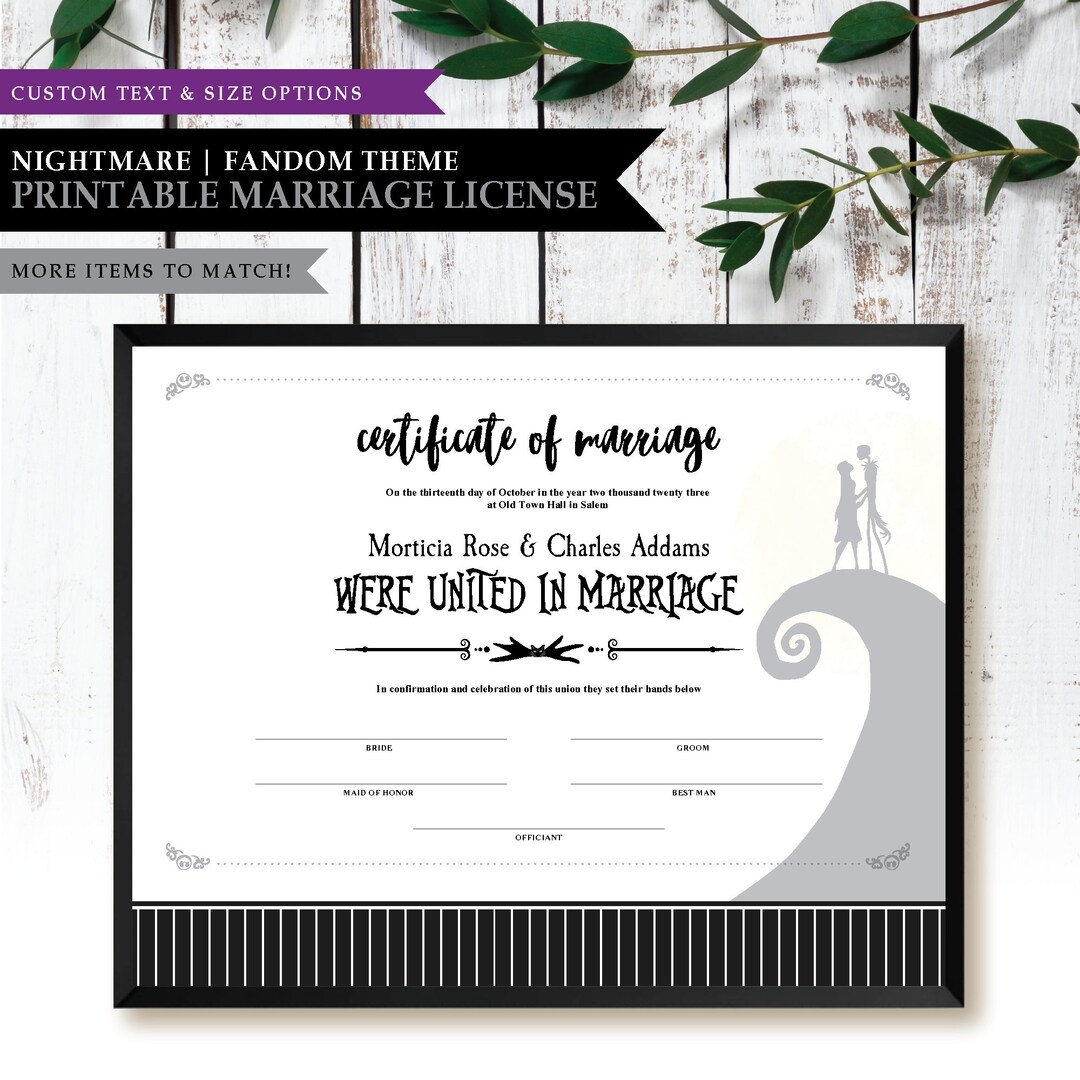 Nightmare moonlight Serenade Theme Printable Wedding Marriage 