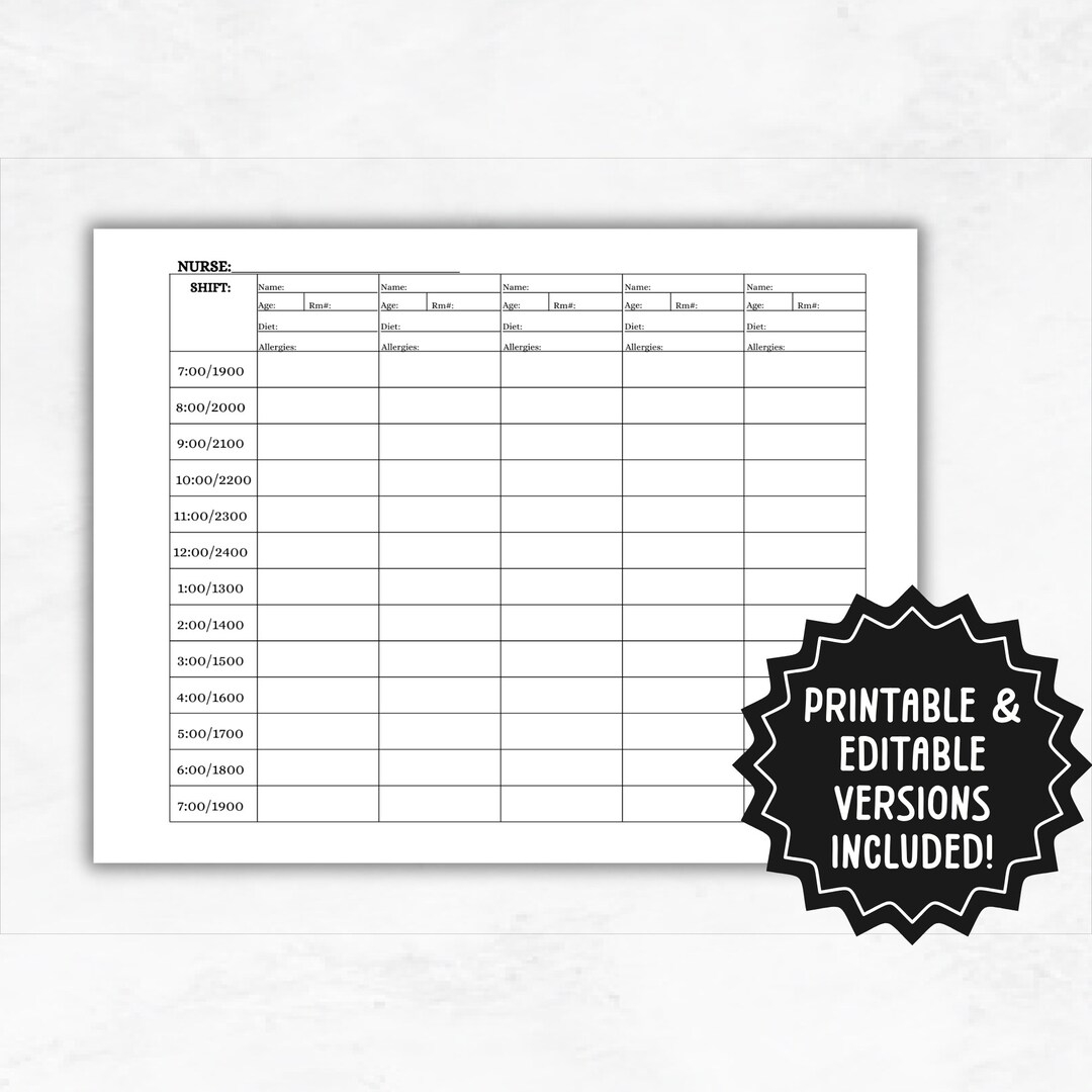Nurse Hourly To Do Template Printable Nurse Shift Planner 5 Nurse Hourly To Do Template Printable Nurse Shift Planner 5