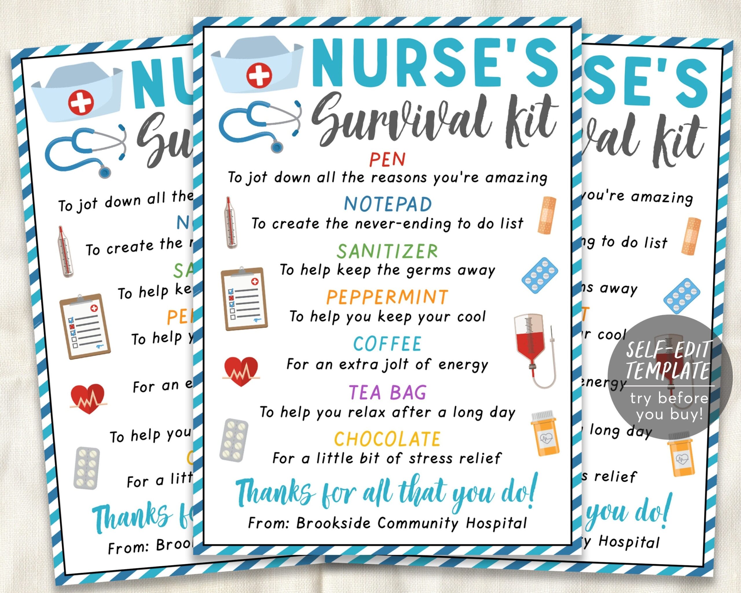 Nurse Survival Kit Gift Tags Editable Template Nurse Appreciation Worksheets Library Nurse Survival Kit Gift Tags Editable Template Nurse Appreciation Worksheets Library