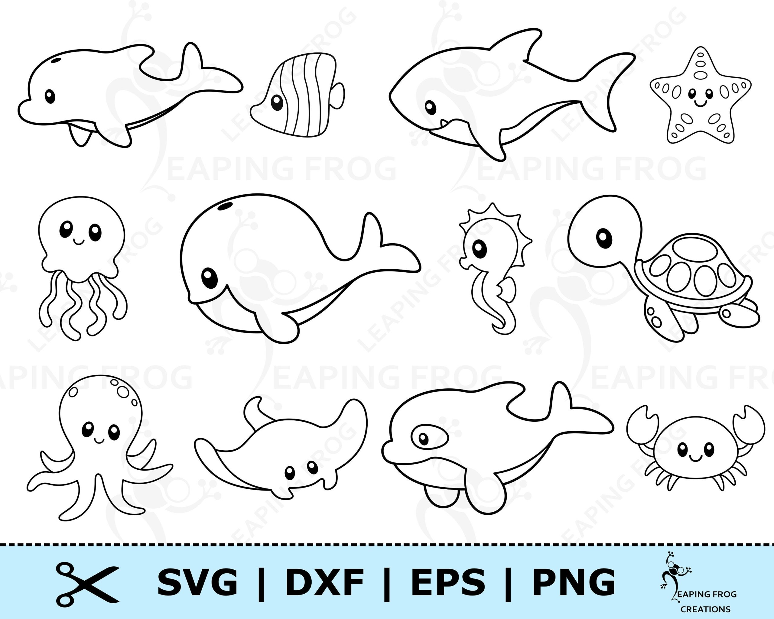 Ocean Animals SVG PNG Cricut Cut Files Silhouette Files DXF Eps Stencil Outline Bundle Set Killer Whale Dolphin Fish Etc Ocean Animals SVG PNG Cricut Cut Files Silhouette Files DXF Eps Stencil Outline Bundle Set Killer Whale Dolphin Fish Etc