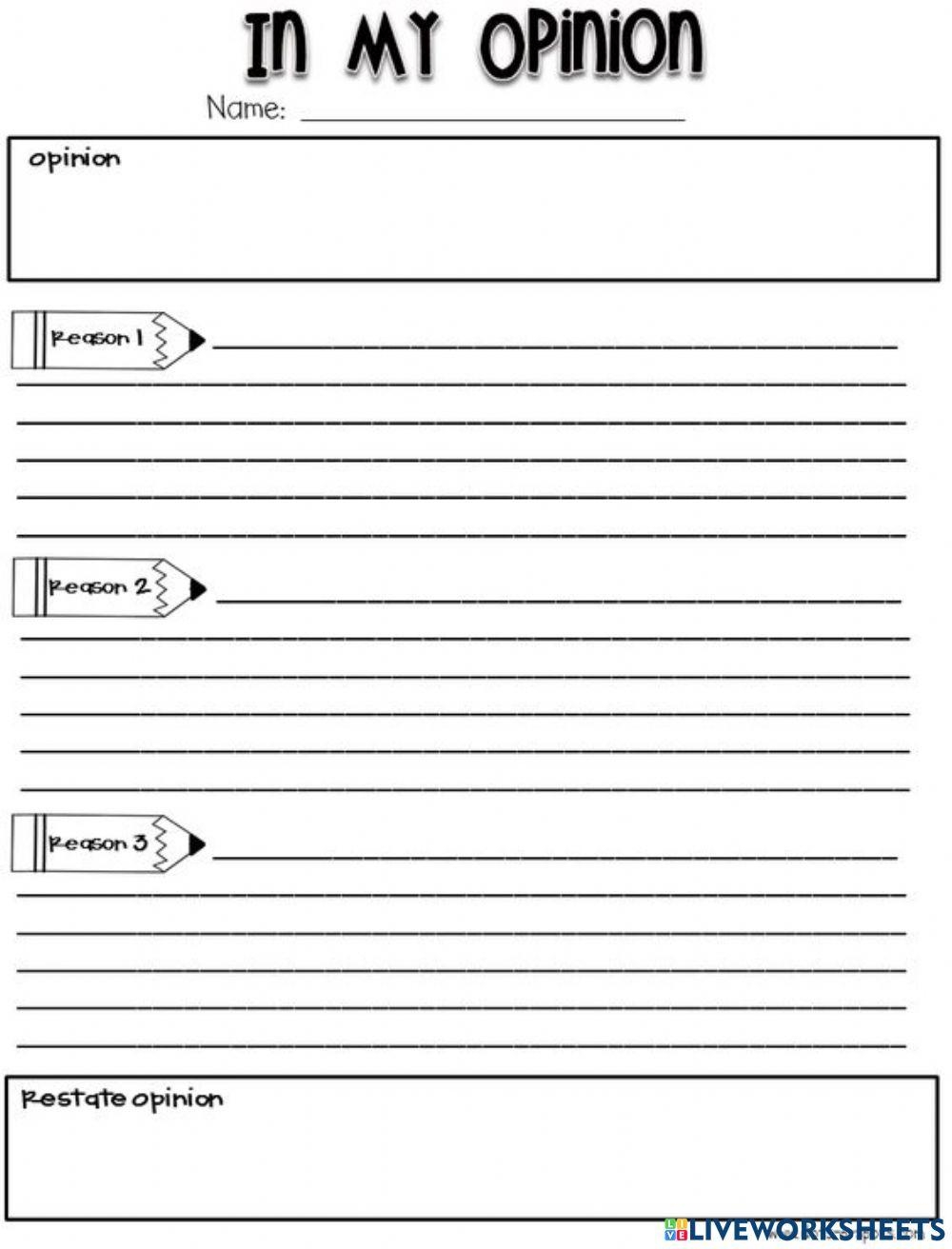 Free Printable Opinion Writing Template