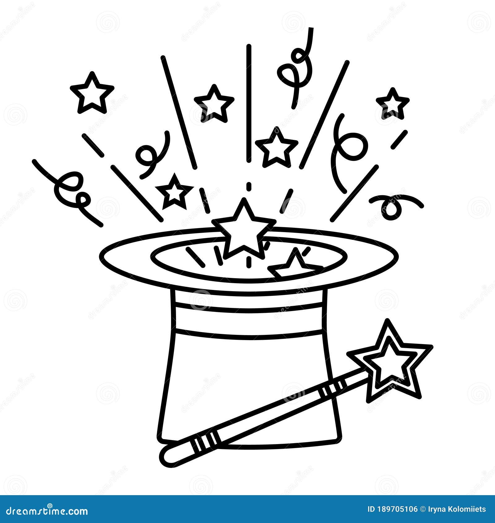 Outline Magic Hat With Wand Stick And Stars Magical Performance Template Stock Illustration Illustration Of Design Logo 189705106 Outline Magic Hat With Wand Stick And Stars Magical Performance Template Stock Illustration Illustration Of Design Logo 189705106