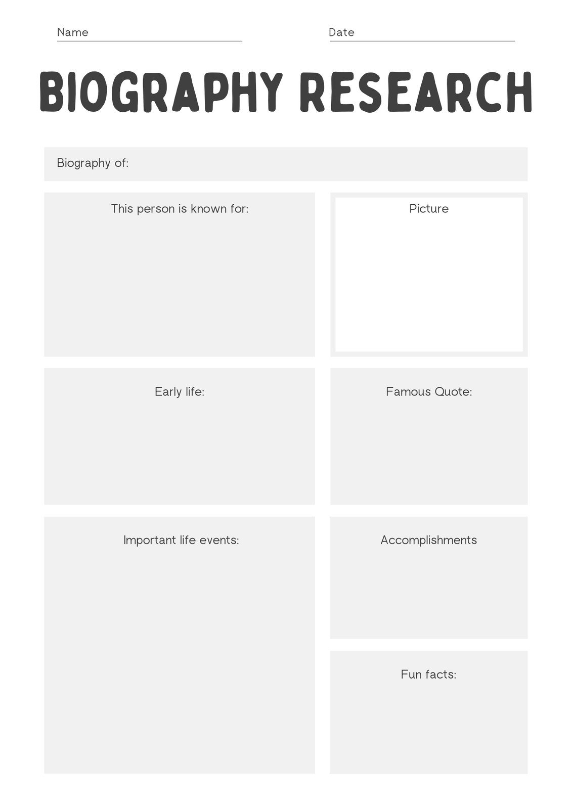 Free Printable Research Templates