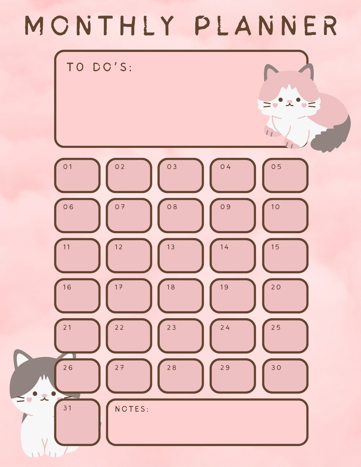 Page 9 Free Personalized Monthly Planner Templates To Print Canva