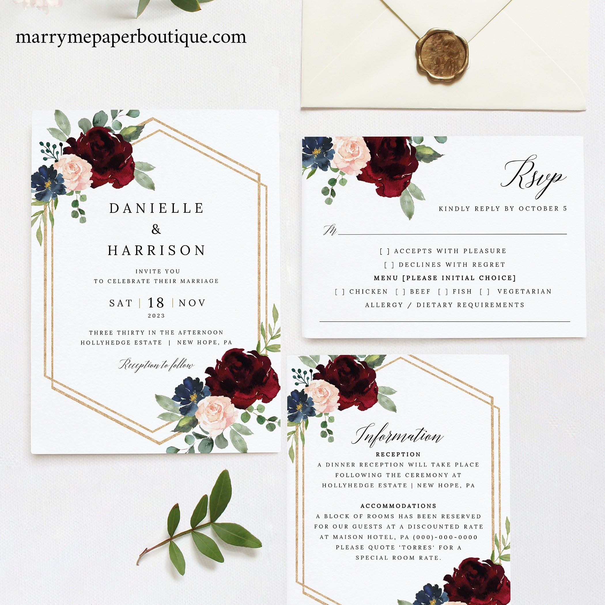 Page Free Printable Store Gold Wedding Invitation