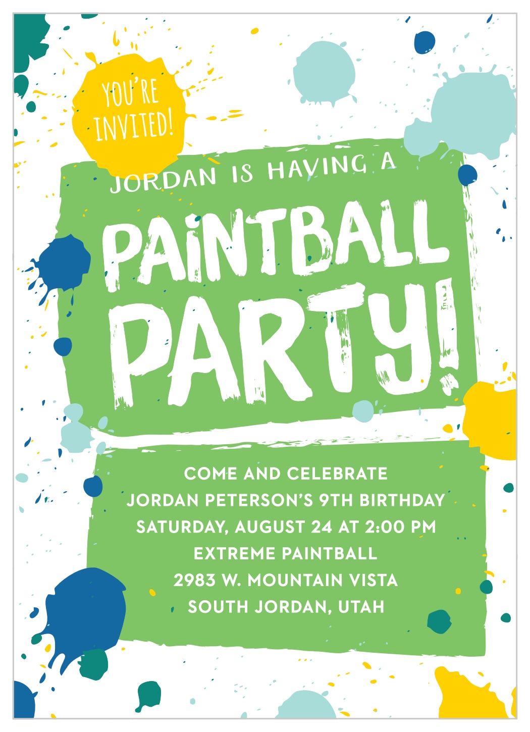 Free Printable Paintball Party Invitation Template