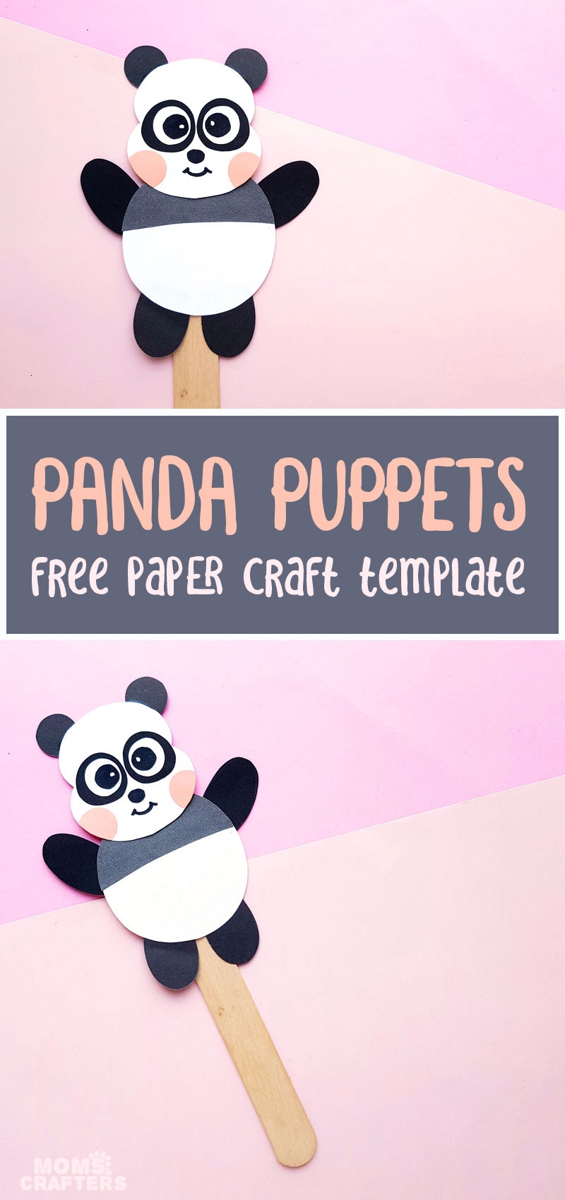 Panda Paper Craft Puppet Template Moms And Crafters Panda Paper Craft Puppet Template Moms And Crafters