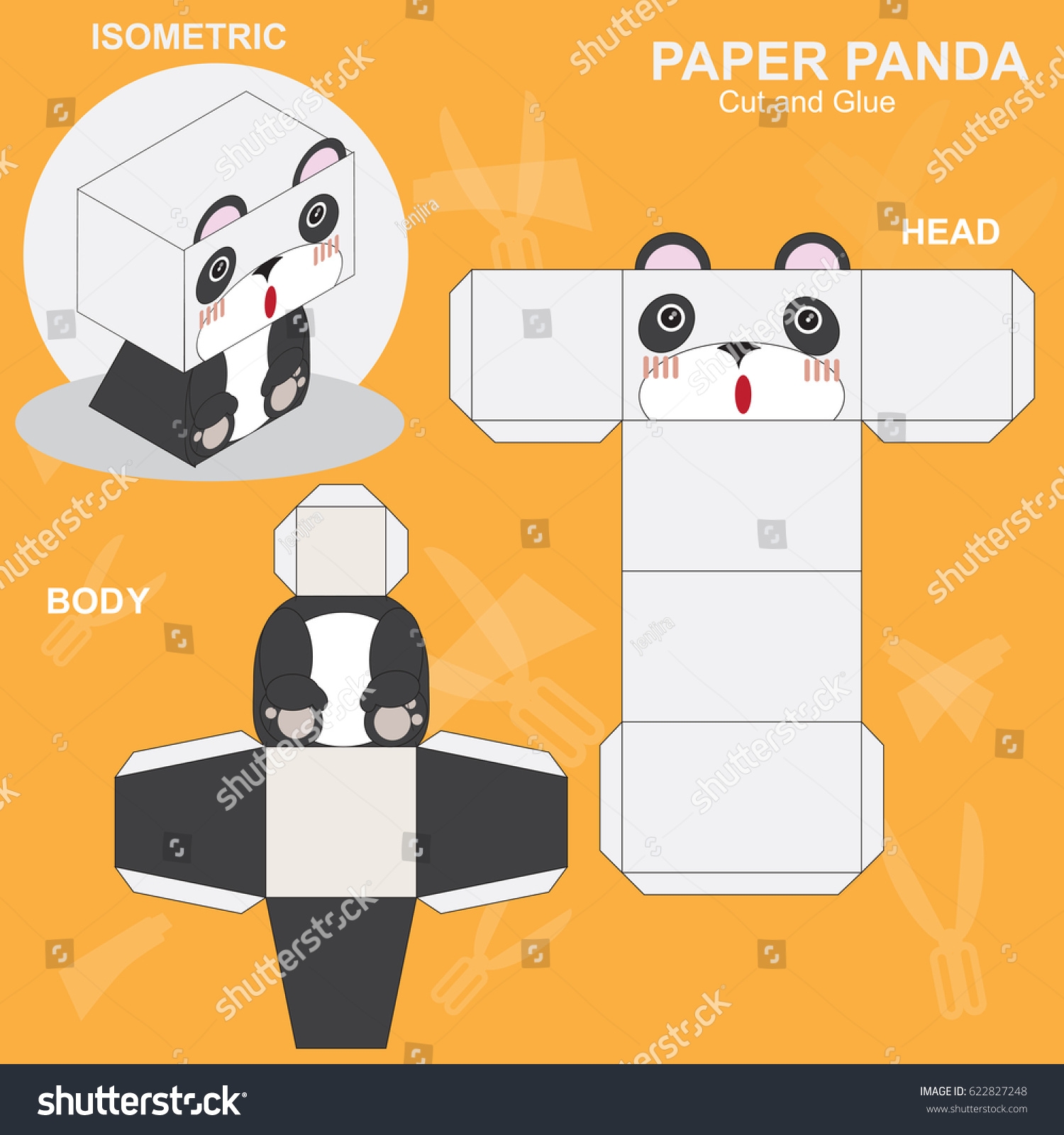 Panda Paper Craft Template Stock Vector Royalty Free 622827248 Shutterstock Panda Paper Craft Template Stock Vector Royalty Free 622827248 Shutterstock