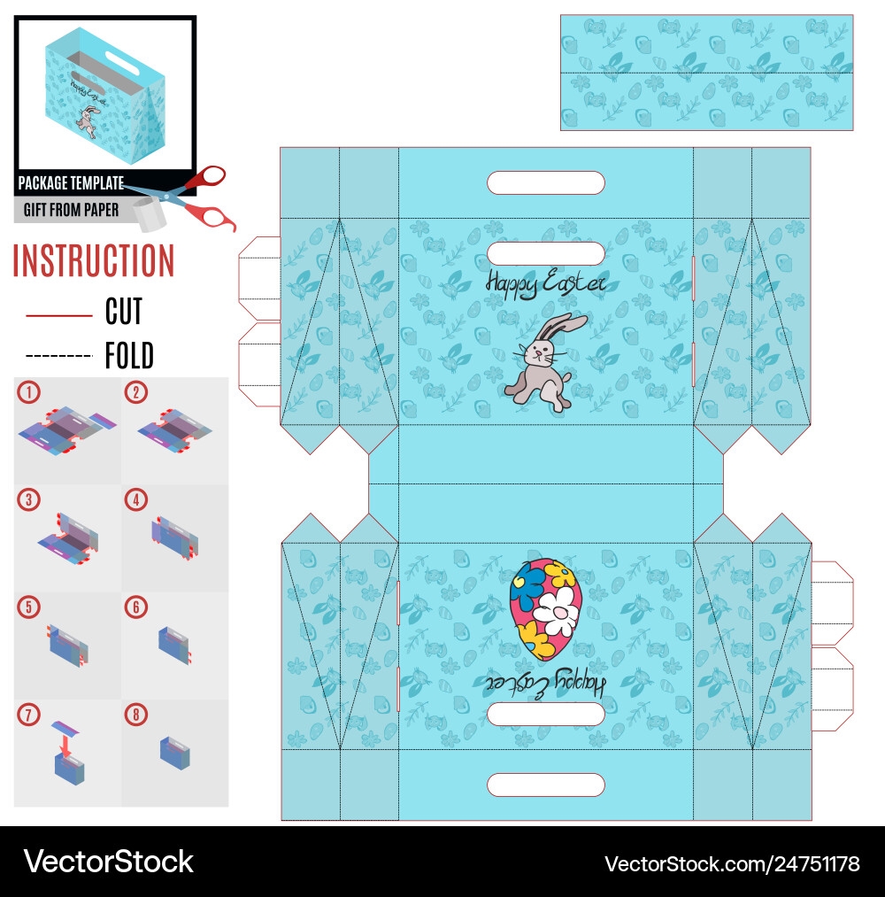 Paper Bag Template For Print Easter Holiday Vector Image
