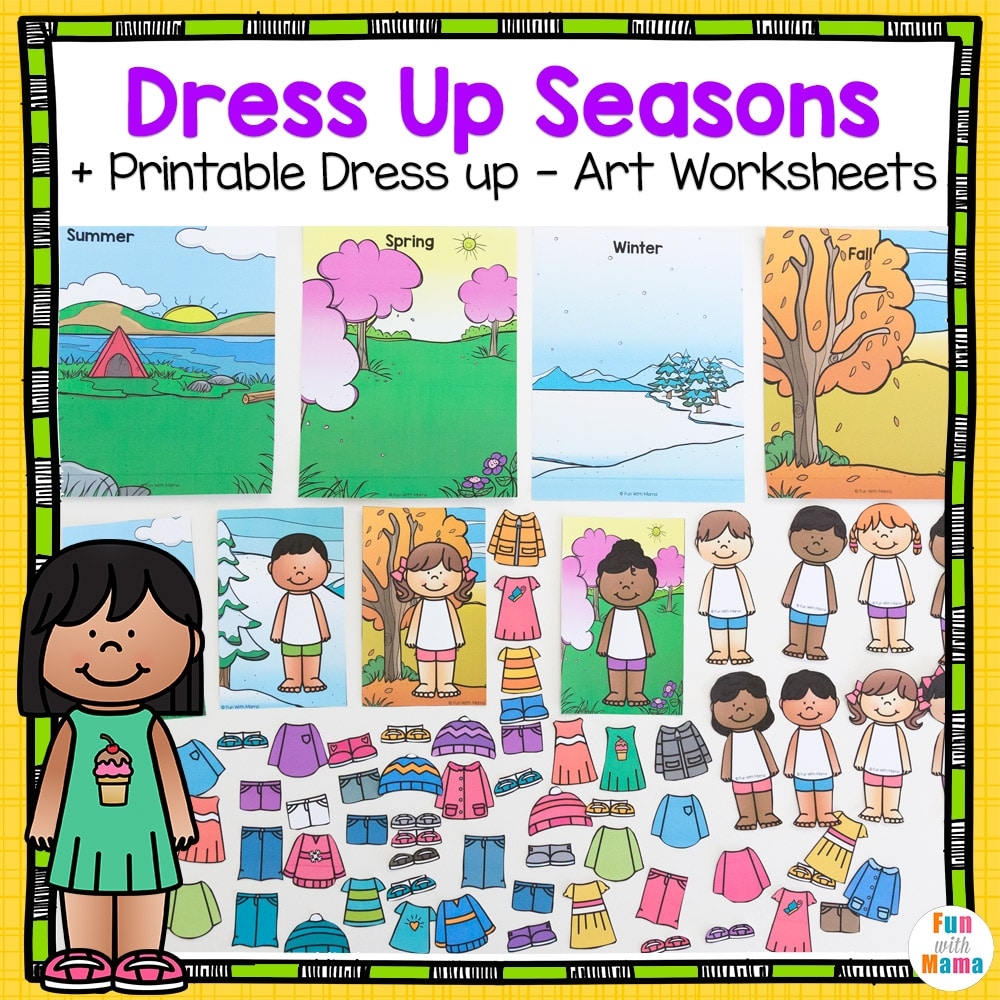 Paper Doll Template Weather Dress Up Seasons Activity Fun With 