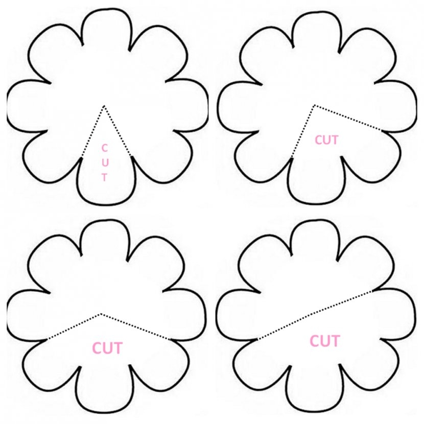 Paper Flower Rose Template Pattern Petal Free Templates Printable PNG