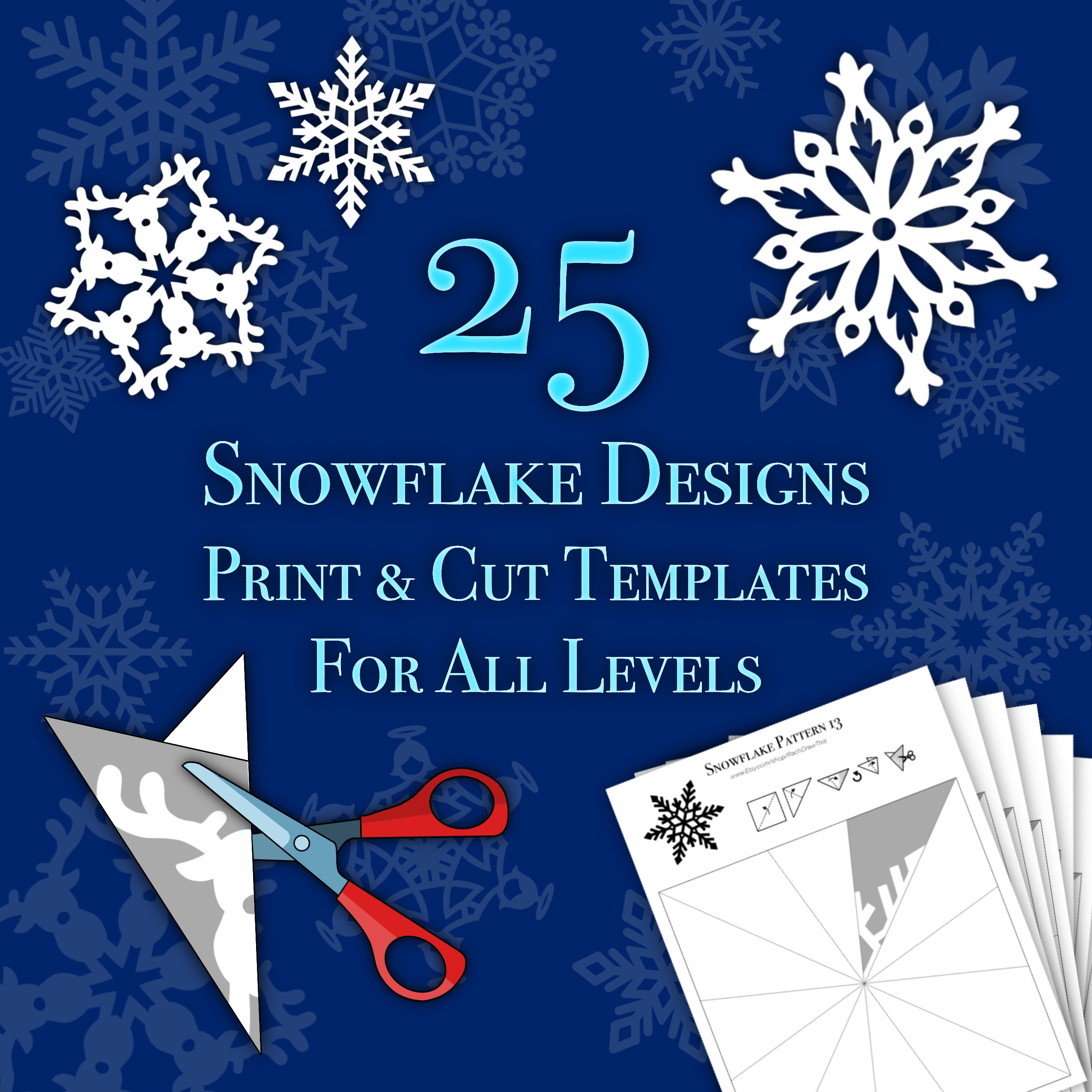 Paper Snowflake Patterns 25 Printable DIY Templates Winter Craft Ideas Instant Download Ready To Print Etsy UK