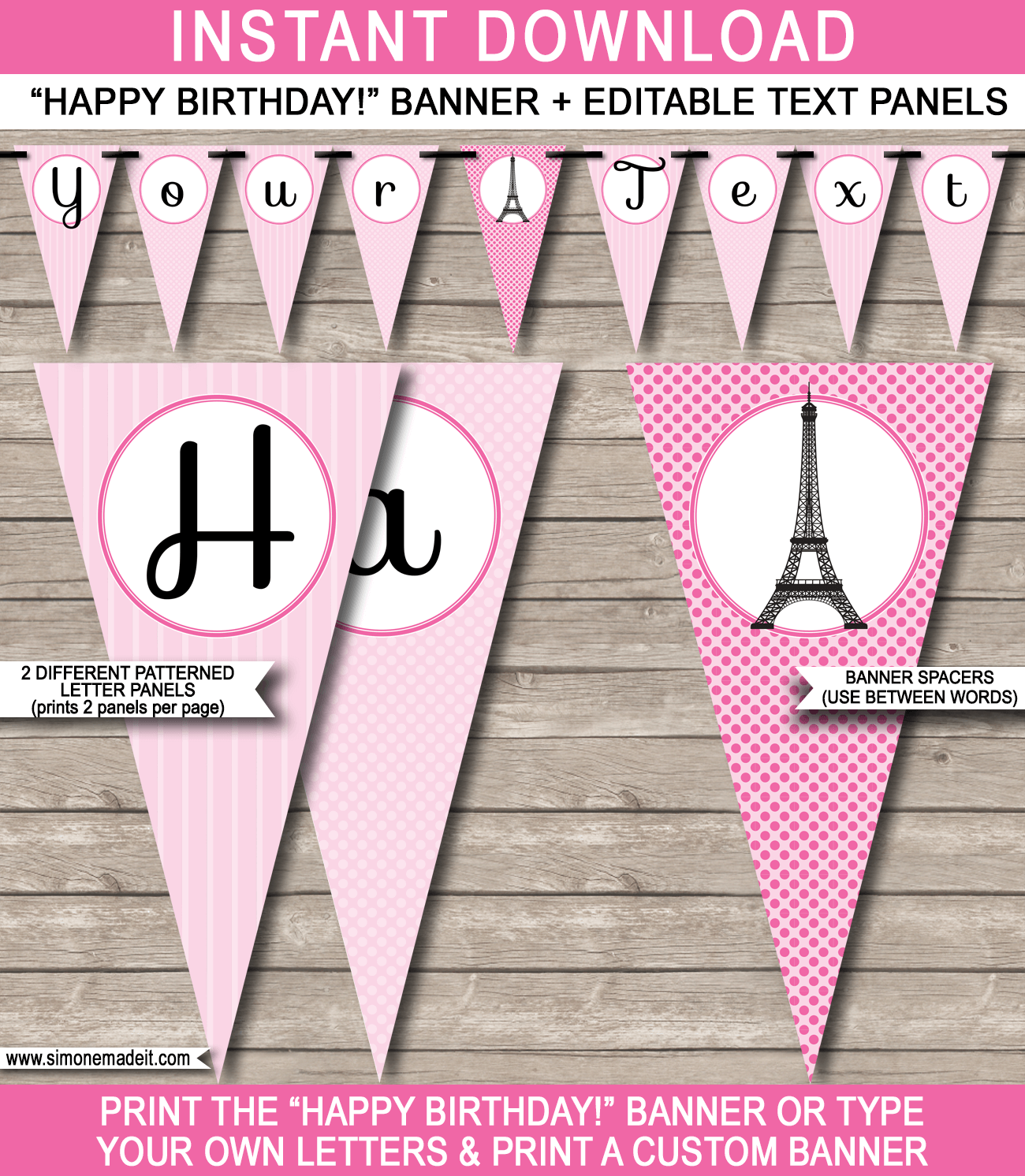 Free Printable Paris Birthday Banner Template