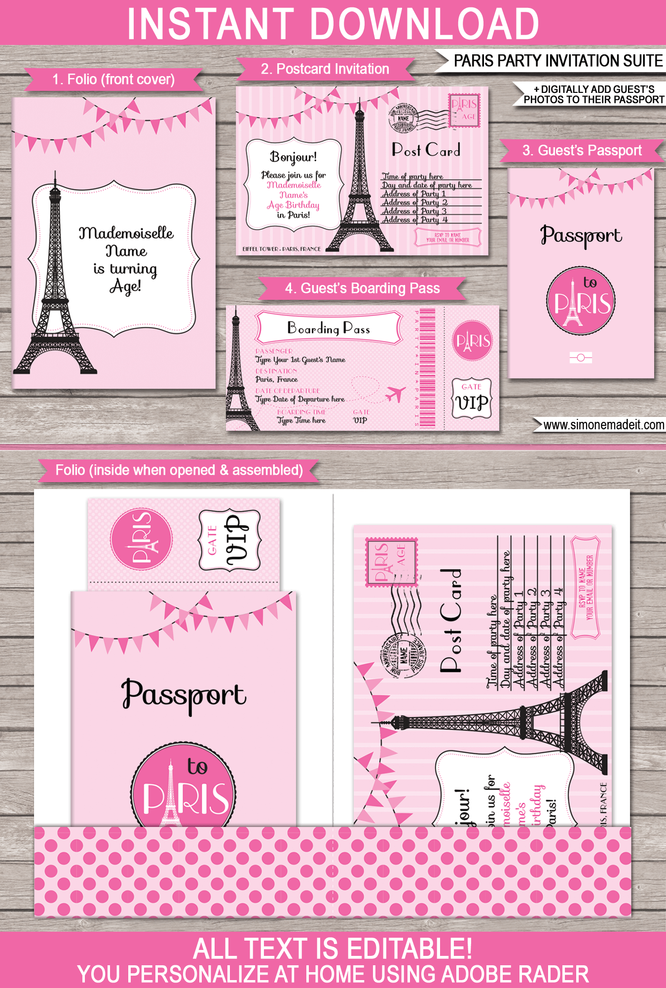 Paris Party Printables Invitations U0026 Decorations Pink