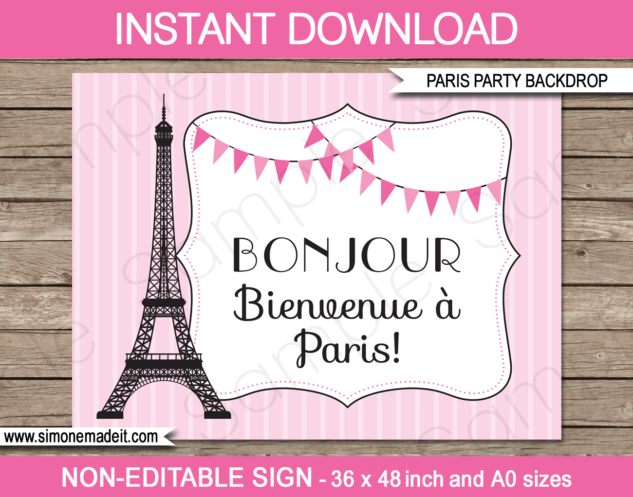 Paris Party Sign Backdrop Paris Party Sign Backdrop