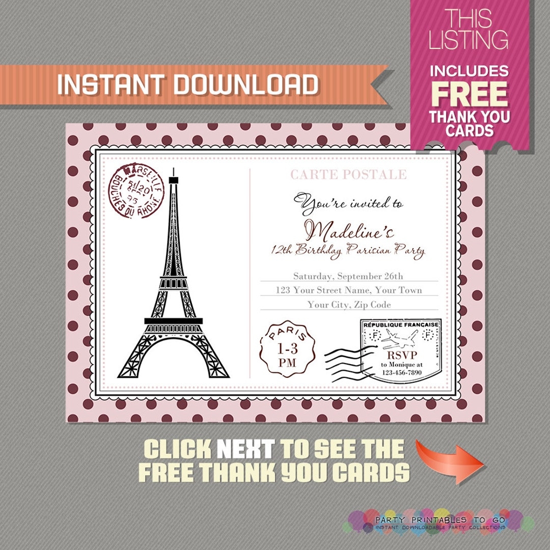 Free Printable Paris Invitations Templates