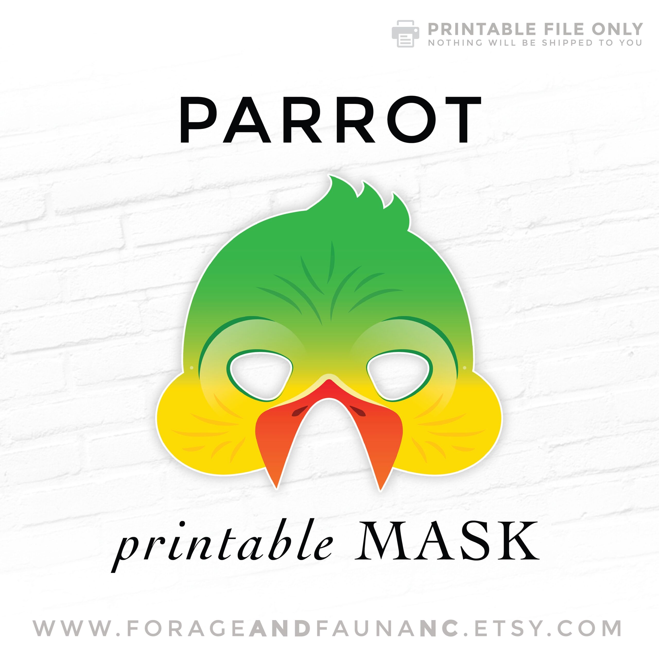 Parrot Printable Bird Mask Tropical Bird Budgerigar Budgie Macaw 