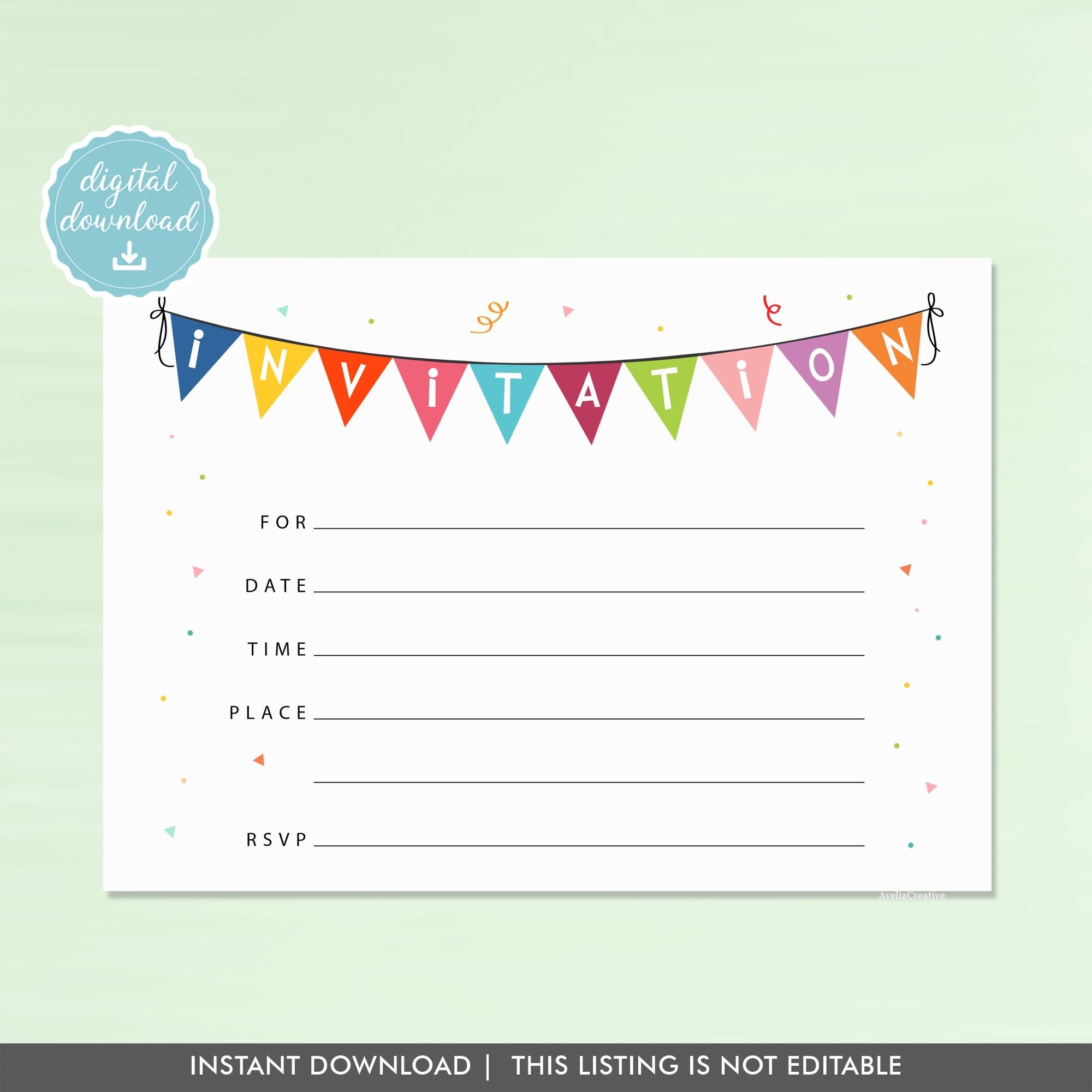 Party Blank Invitation Instant Download Fill in Invite Printable Birthday Party Invitation Kids Party Event Blank Invite Etsy UK