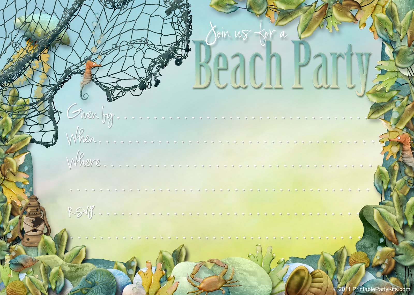 Party Planning Free Printable Beach Themed Party Invites