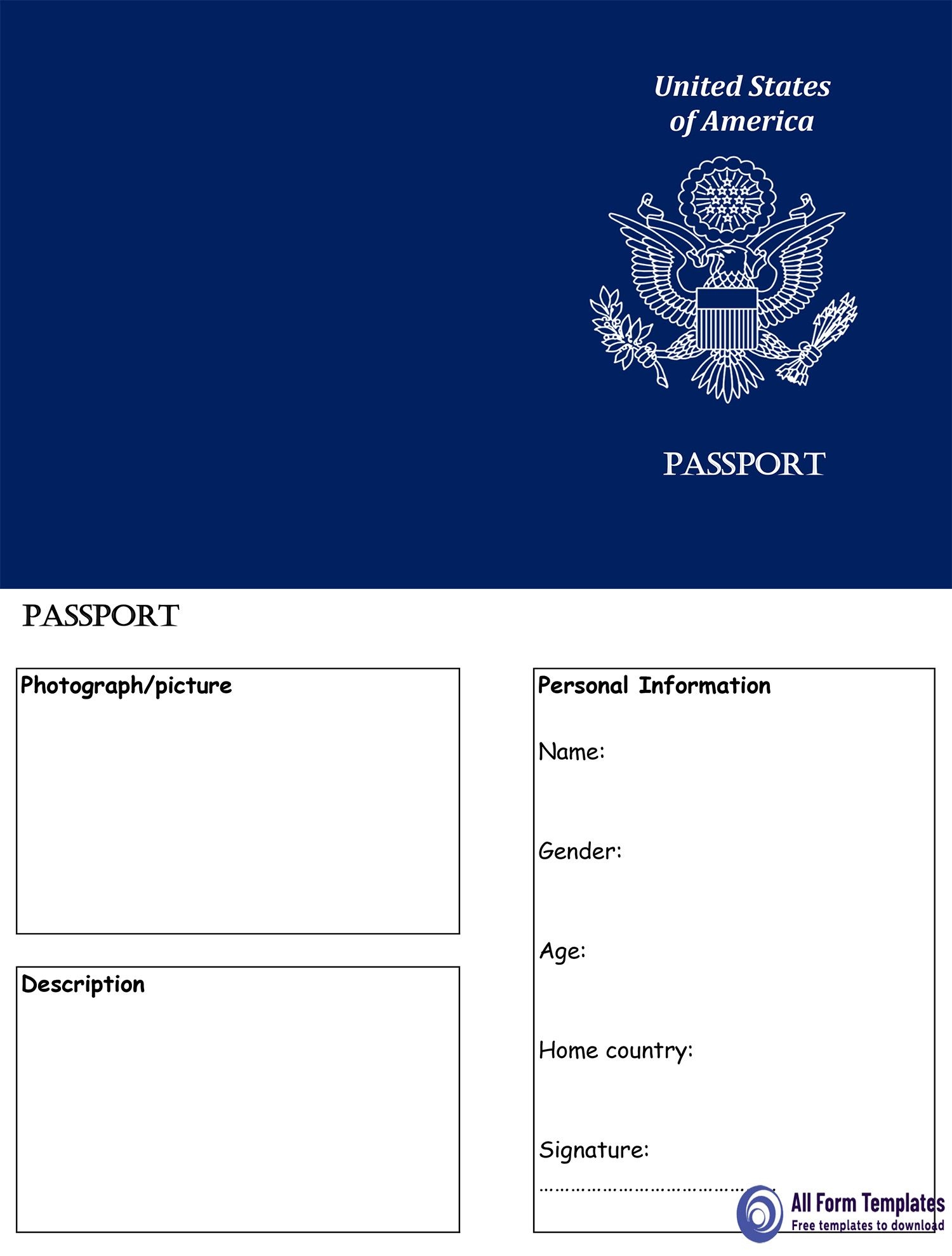 Passport Template United States Of America USA Worksheets Library