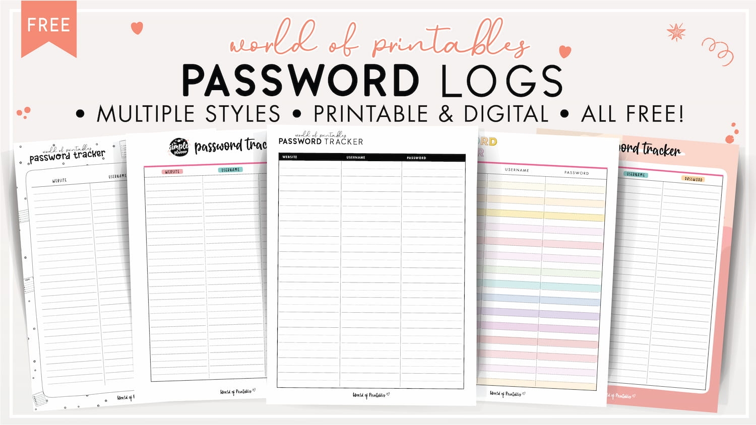 Free Printable Password Templates