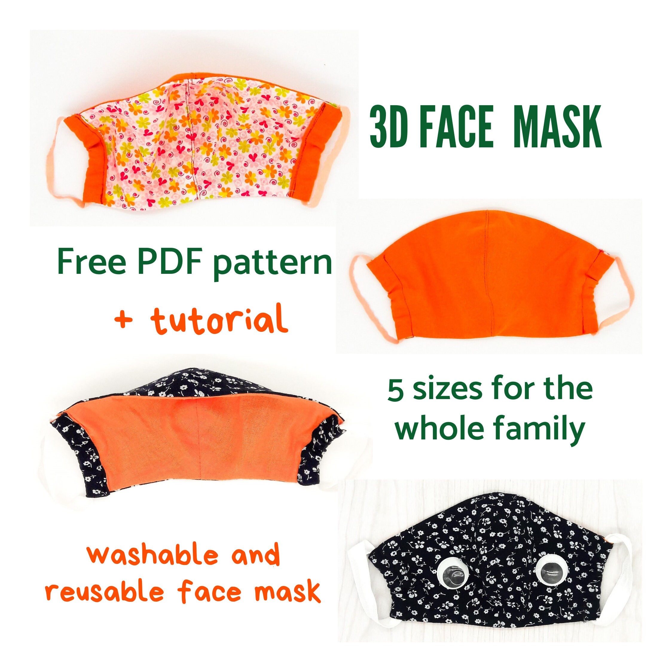 Pattern For Face Mask Face Mask PDF Sewing Pattern For Children 