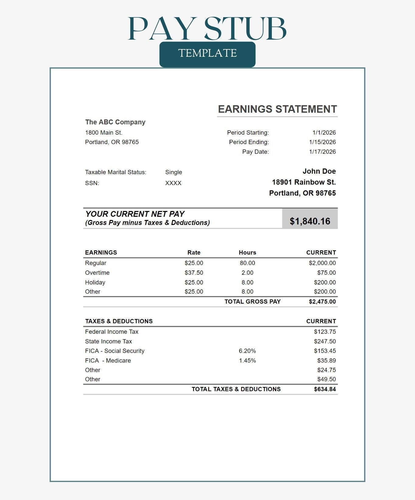 Free Printable Pay Stub Template Canada Free Printable Pay Stub Template Canada