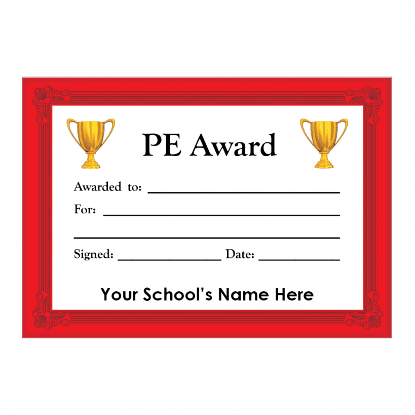 PE Certificate Set 3 School Stickers For Teachers