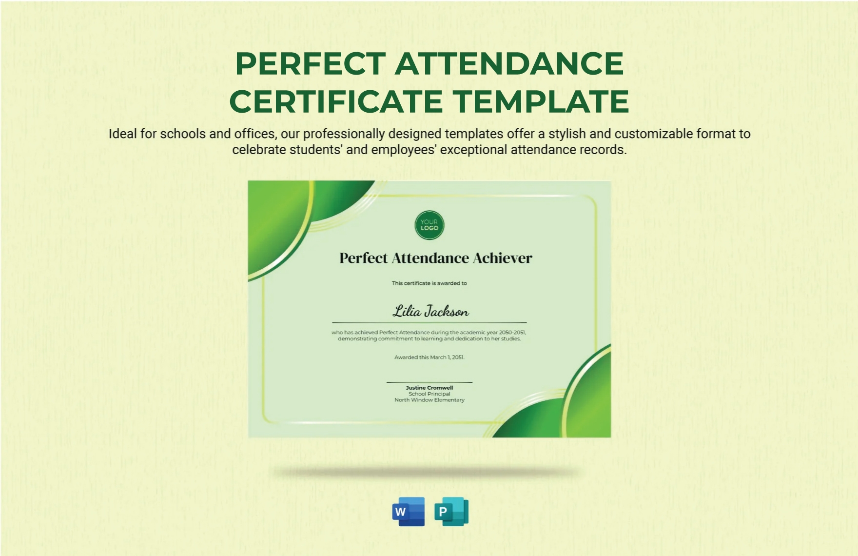 Perfect Attendance Certificate Template In Word Publisher Download Template