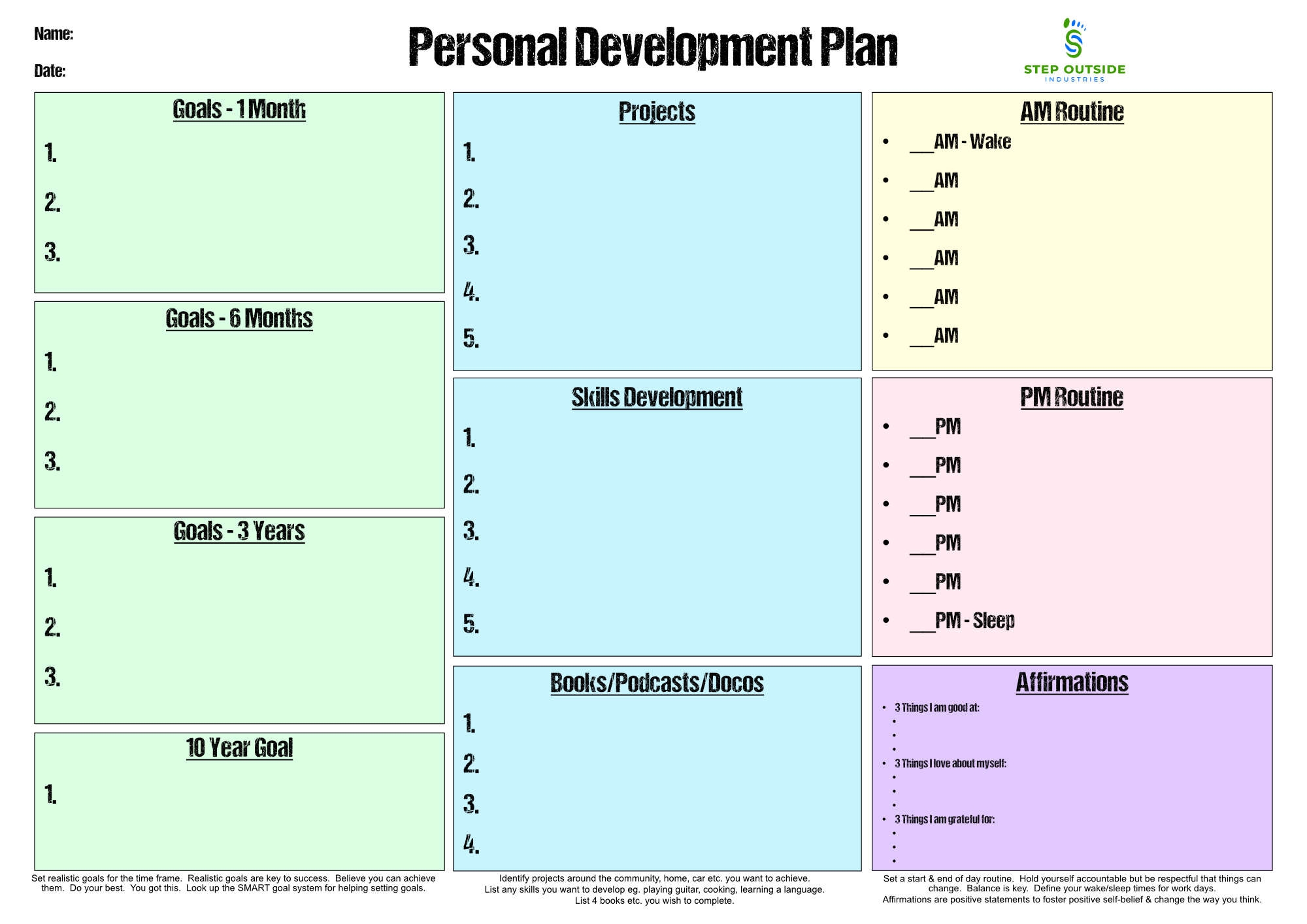 Free Printable Personal Development Plan Template