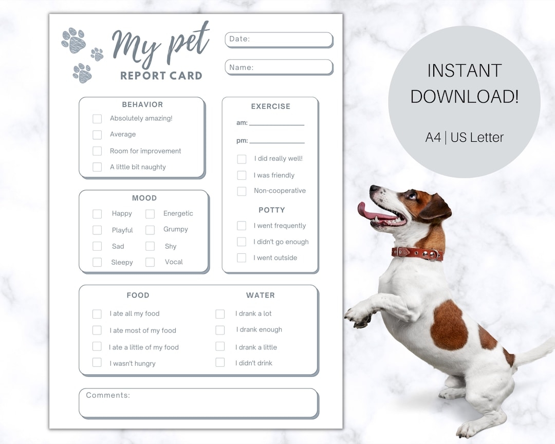 Free Printable Pet Report Card Template