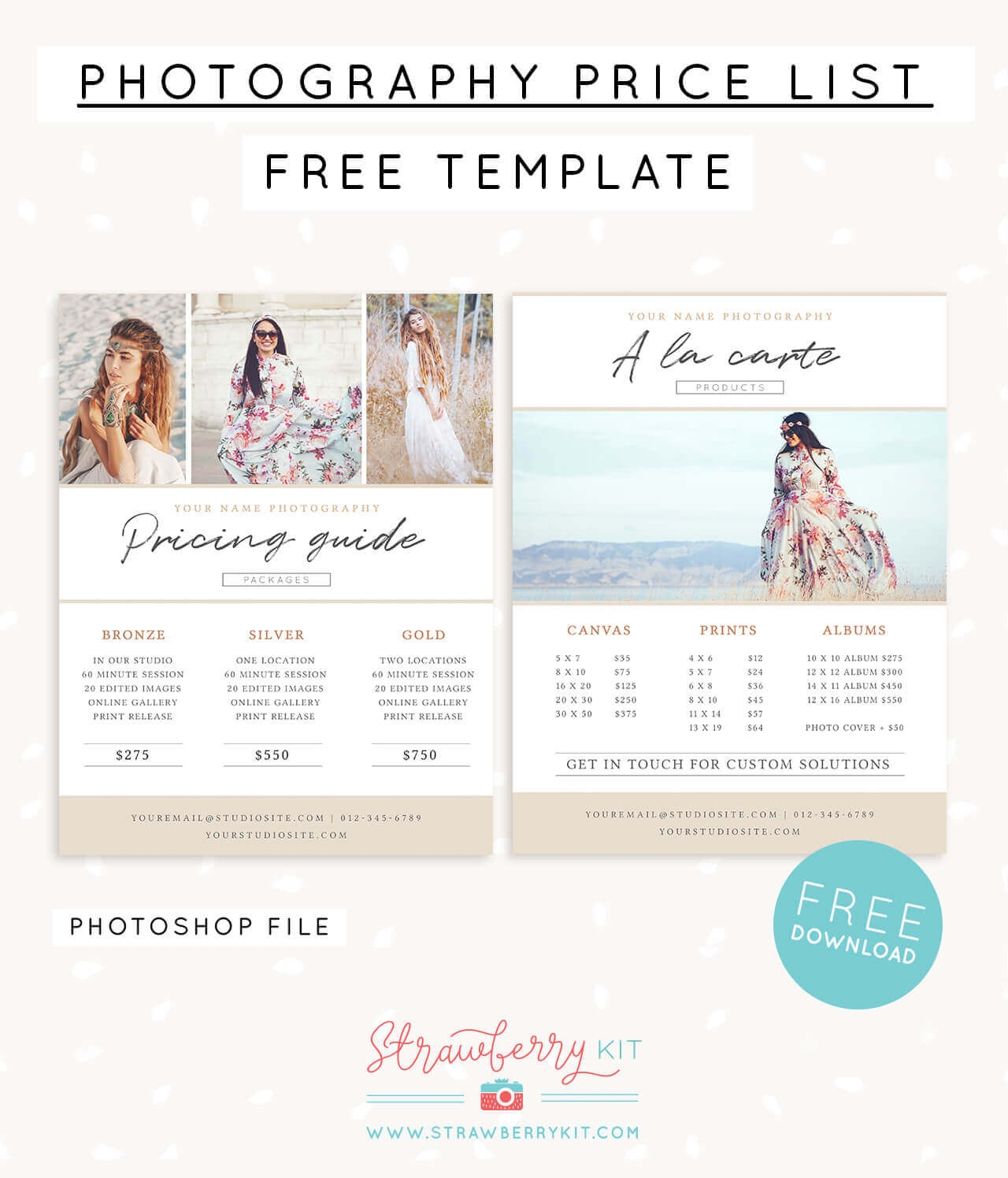 Free Printable Photography Price List Template