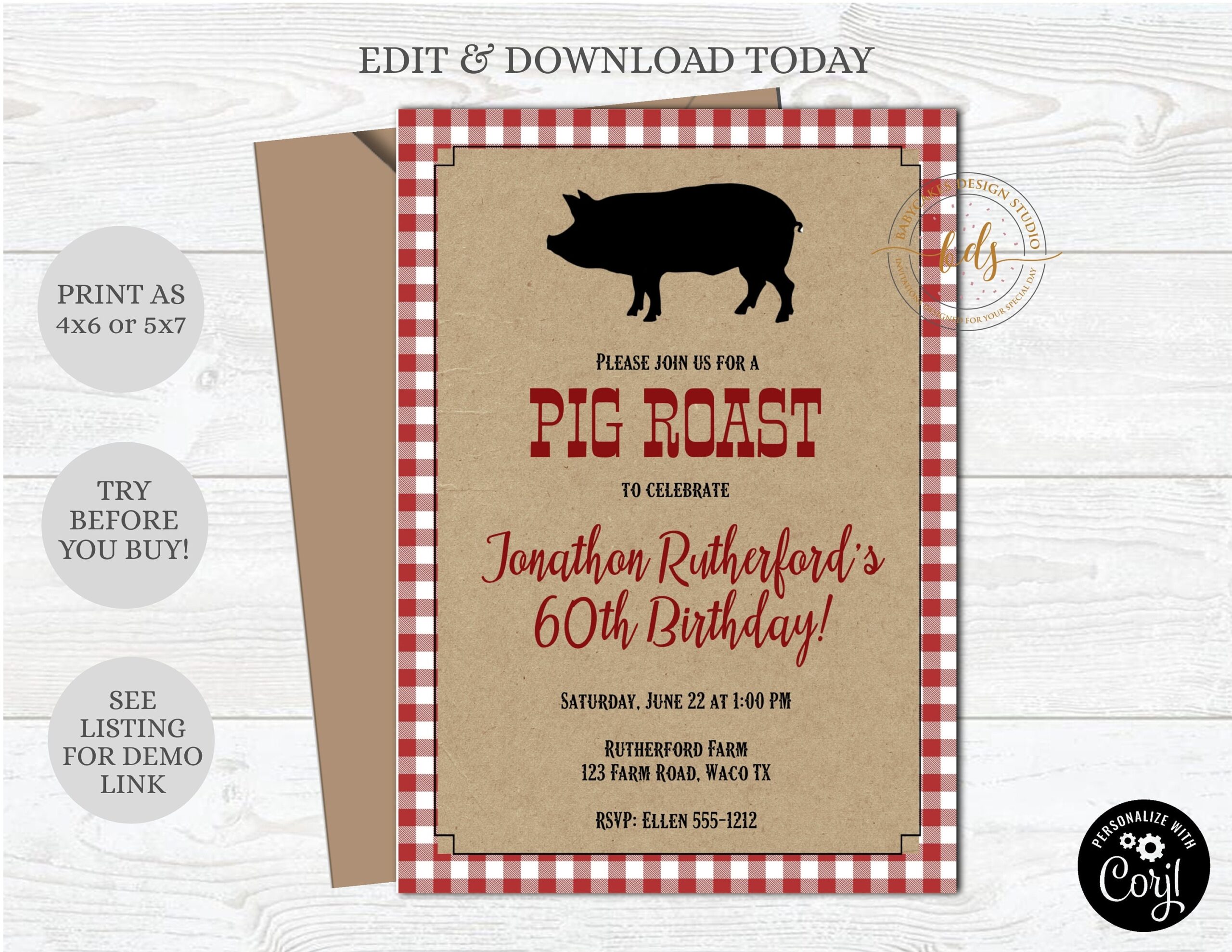 Pig Roast BBQ Birthday Party Invitation Invite Printable Digital Editable Etsy UK Pig Roast BBQ Birthday Party Invitation Invite Printable Digital Editable Etsy UK