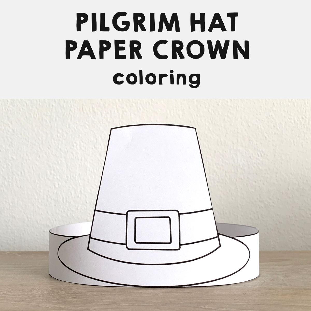 Pilgrim Hat Paper Crown Printable Coloring Thanksgiving Craft 