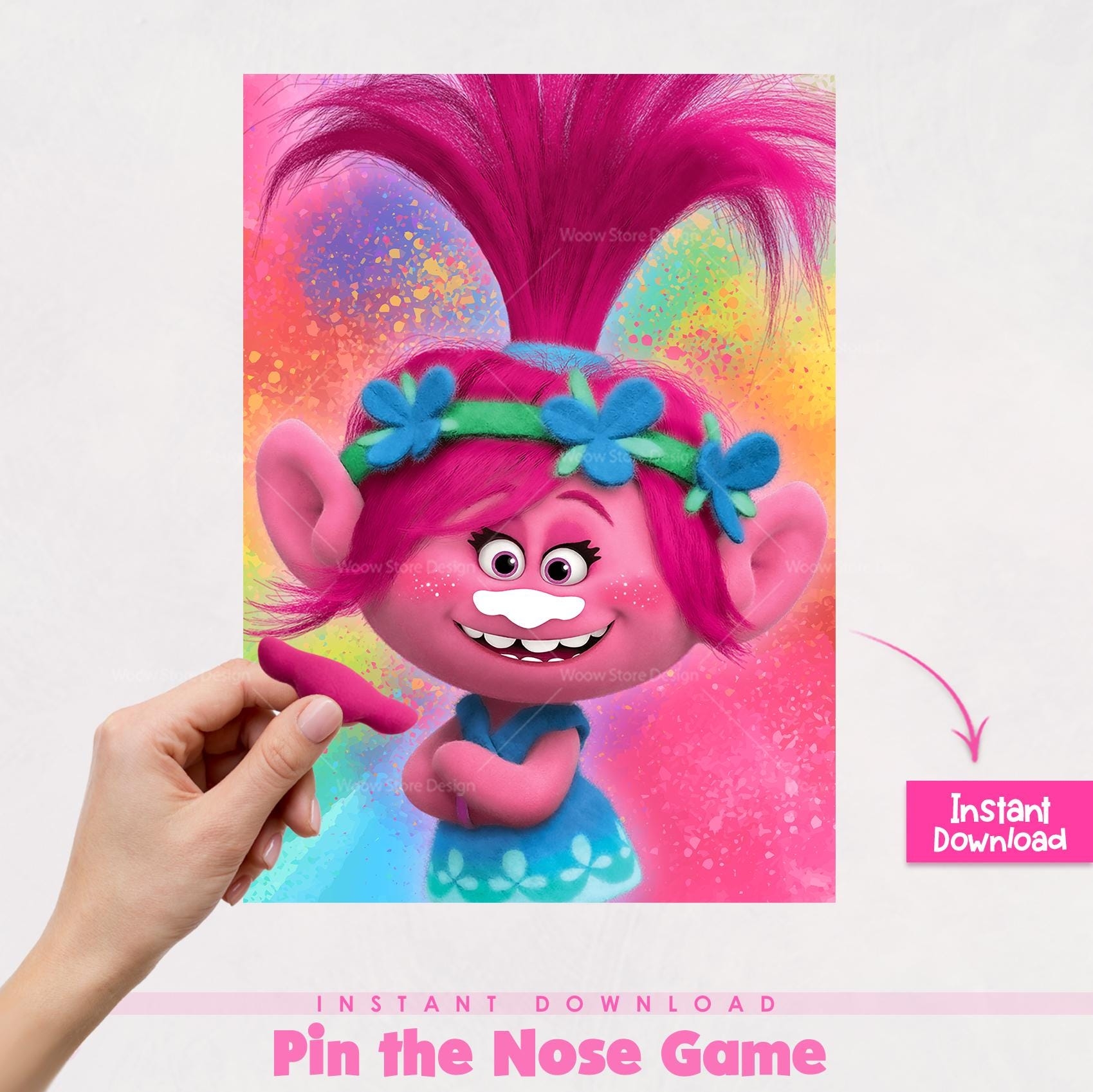 Pin The Nose On Poppy Trolls Band Together Printable Birthday Party Games For Kids Instant Download Etsy Canada