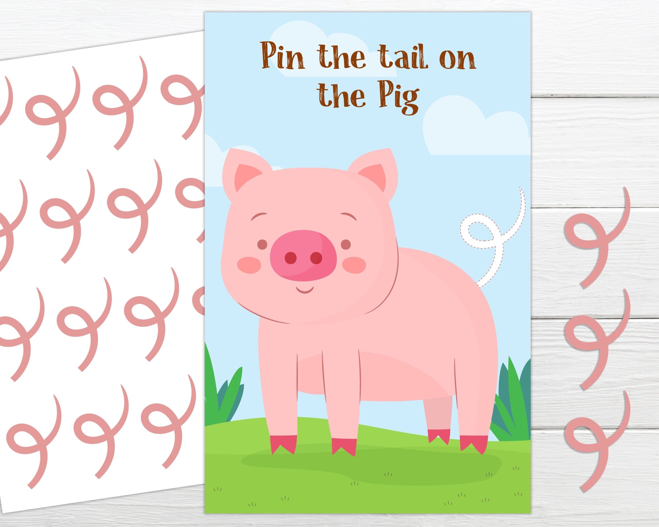 Pin The Tail On The Pig Printable Game Instant Download Instant Printable Party Game Farmyard Birthday Party Game Piggy Game Etsy