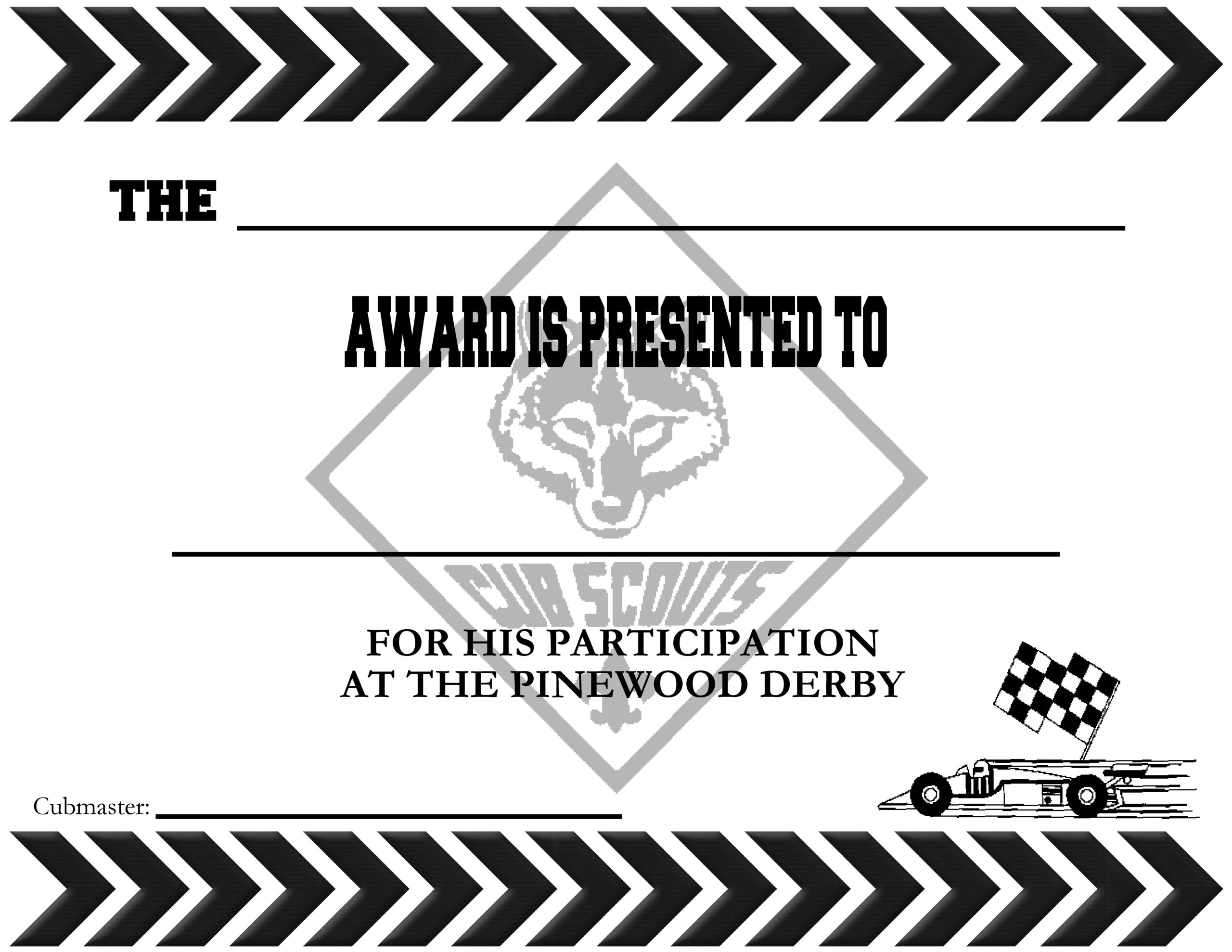 Free Printable Pinewood Derby Certificate Template