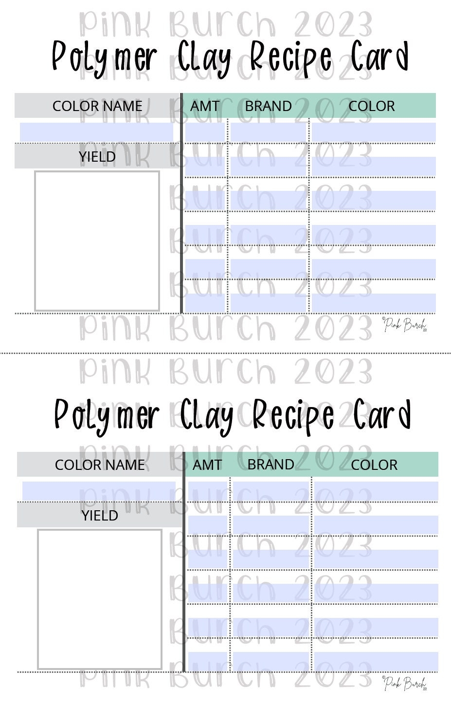 Polymer Clay Color Mixing Recipe Card Template 8 5 X 11 Editable Polymer Clay Color Mixing Recipe Card Template 8 5 X 11 Editable