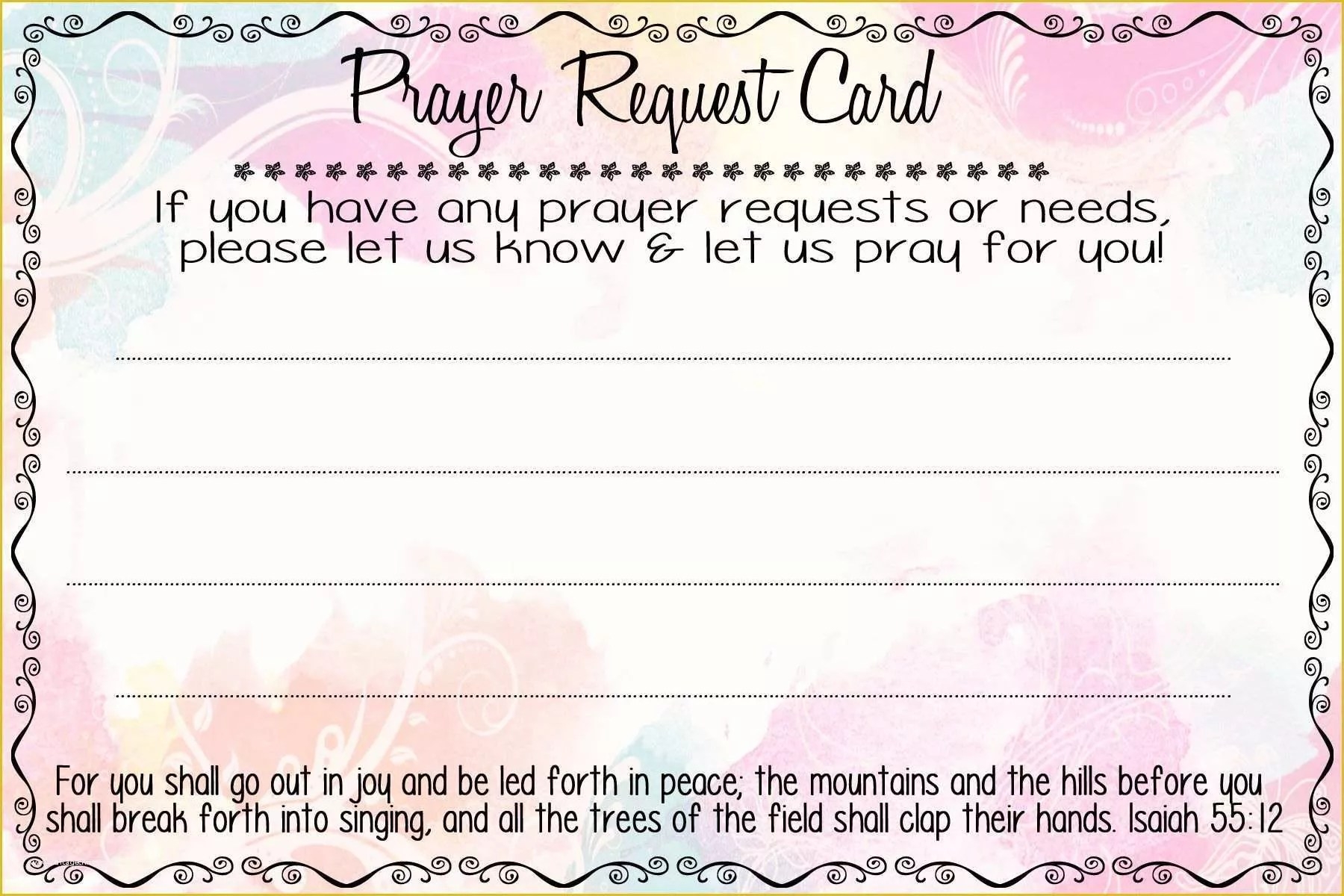 Prayer Request Card Template Business Plan Templates