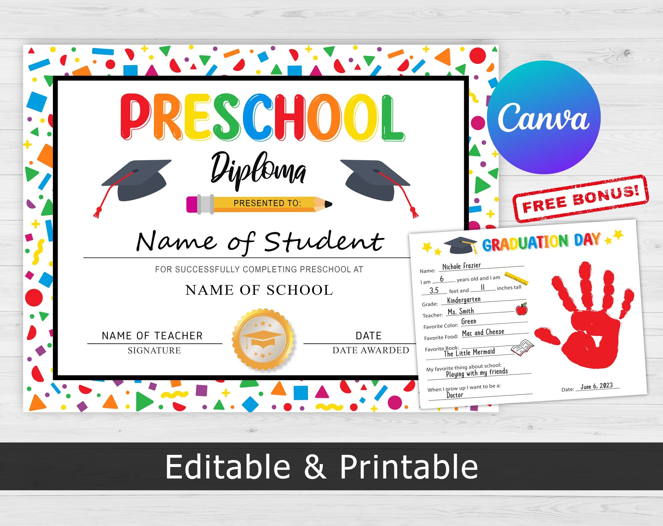 Preschool Graduation Certificate Preschool Diploma Preschool Certificate Teacher Resources Customizable Certificate Template Canva Etsy Preschool Graduation Certificate Preschool Diploma Preschool Certificate Teacher Resources Customizable Certificate Template Canva Etsy