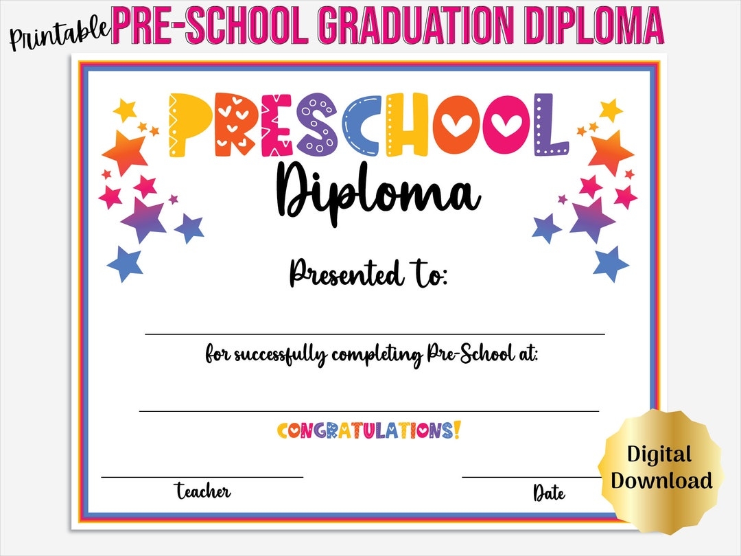 Free Printable Preschool Diploma Template