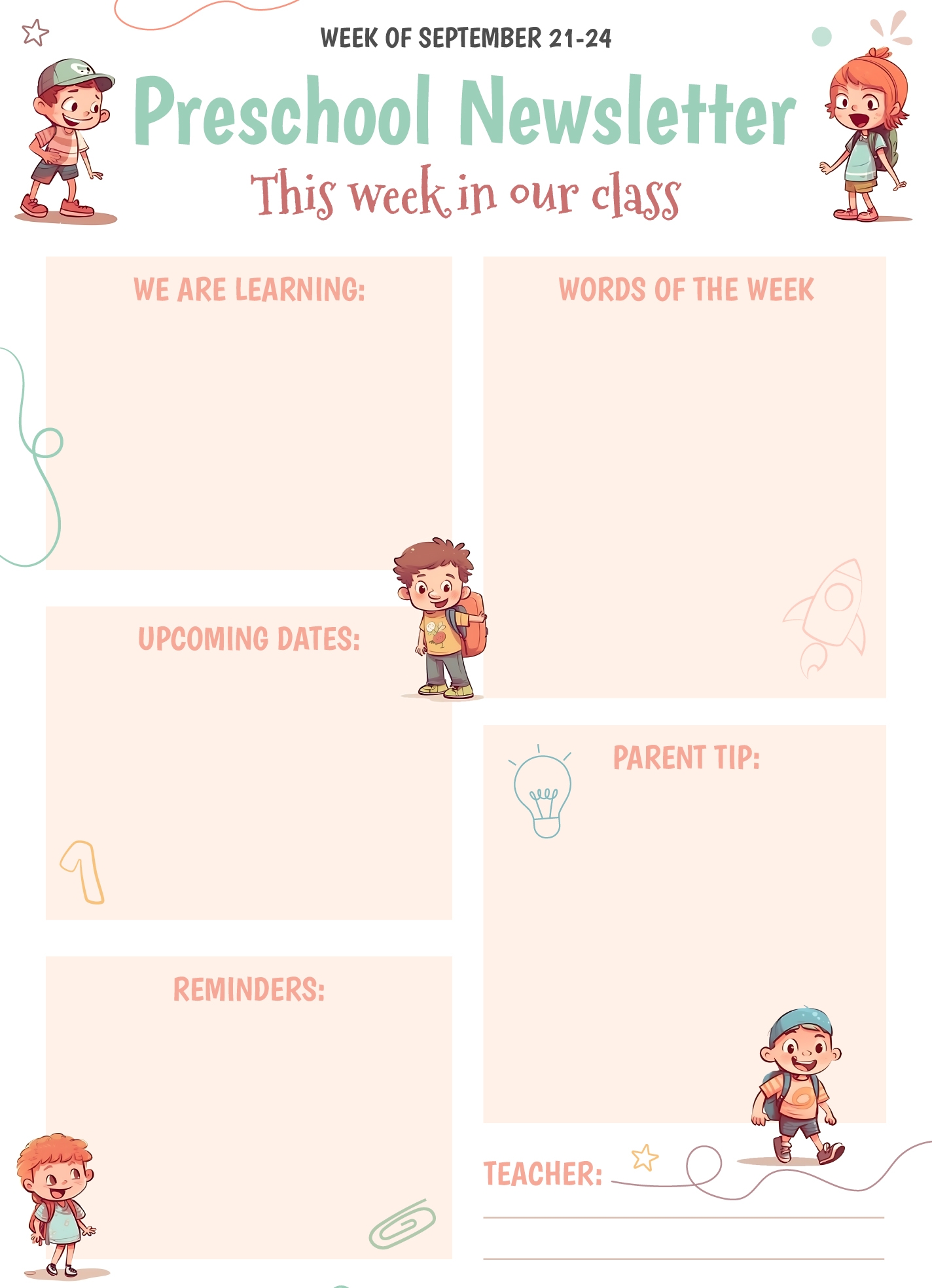 Free Printable Kindergarten Newsletter Templates