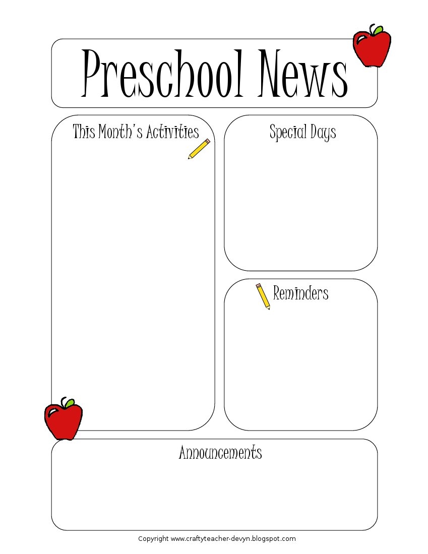 Free Printable Newsletter Templates Preschool Free Printable Newsletter Templates Preschool
