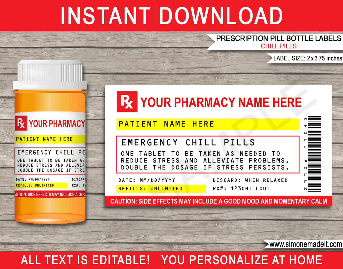 Prescription Chill Pills Label For Vials Prescription Chill Pills Label For Vials