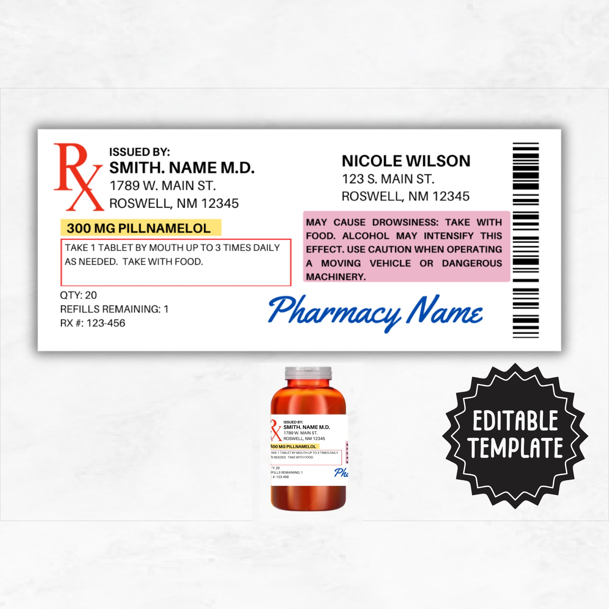 Prescription Label Template Editable Horizontal RX Bottle Label Template Pill Bottle Label Custom Prescription Bottle Label Etsy Prescription Label Template Editable Horizontal RX Bottle Label Template Pill Bottle Label Custom Prescription Bottle Label Etsy