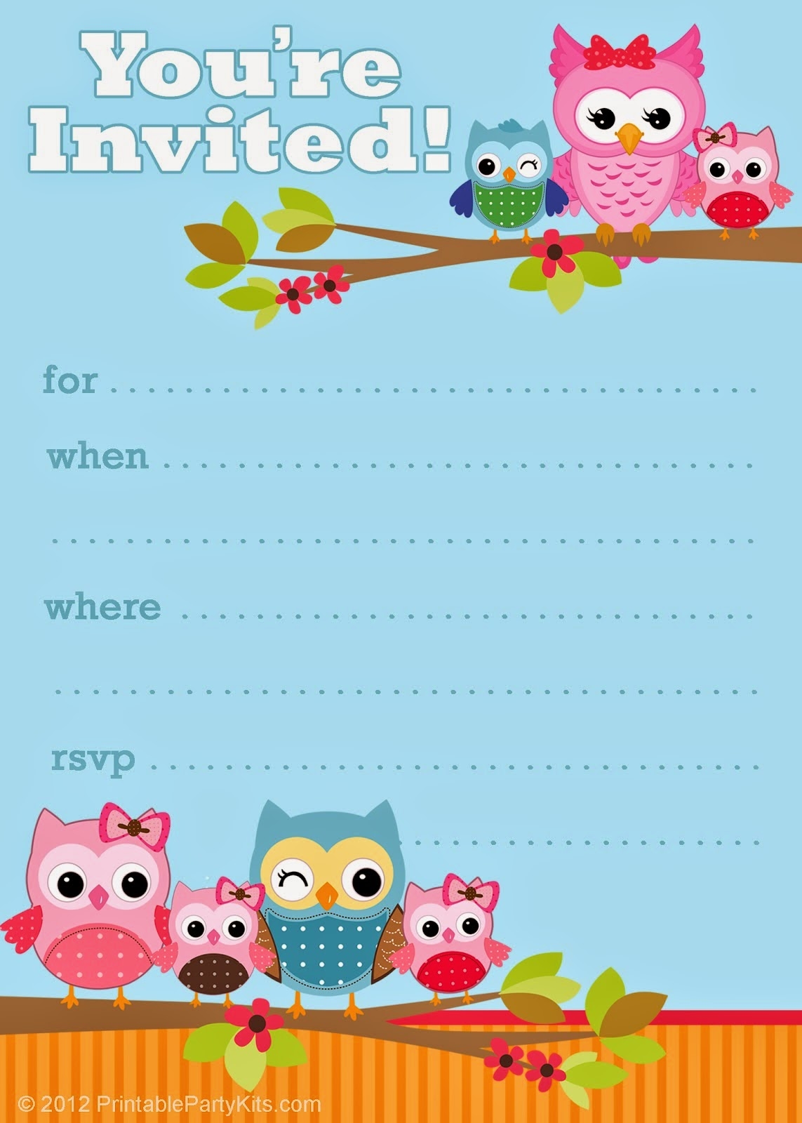 Free Printable Owl Invitation Templates