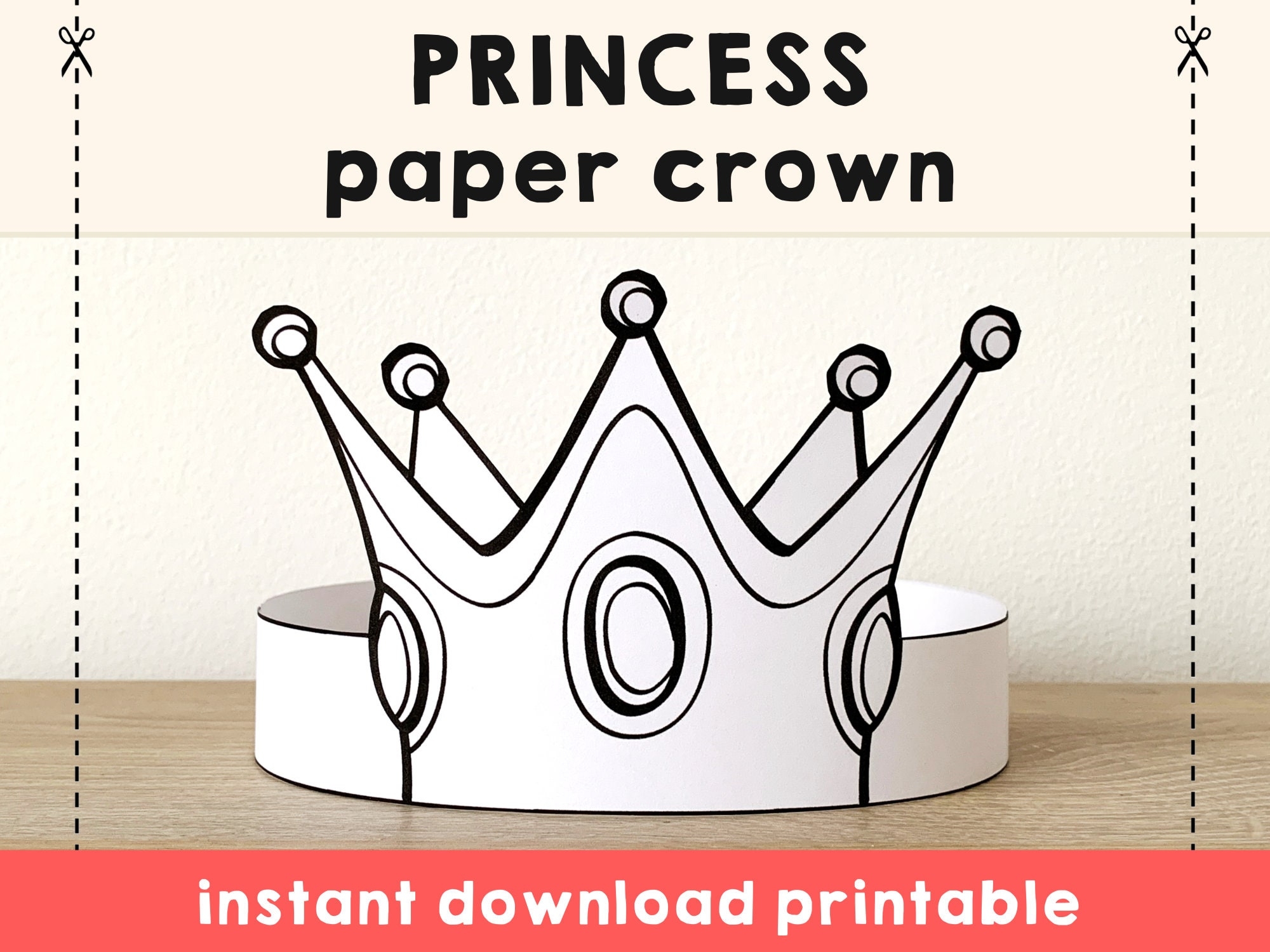 Princess Paper Crown Coloring Printable Kids Craft Princess Worksheets Library