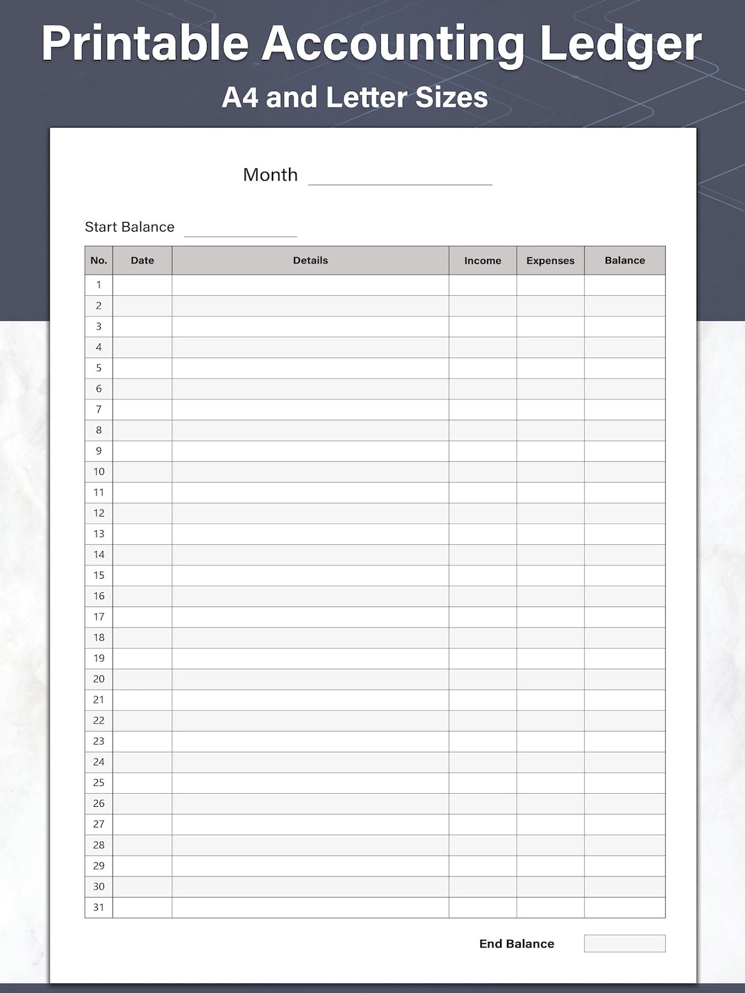 Free Printable Ledger Sheet Template